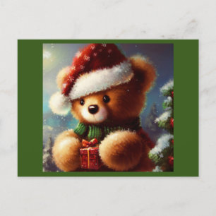 Cartão Postal De Festividades Urso de Teddy de Natal 2