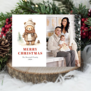 Cartão Postal De Festividades Urso Fofo Feliz Natal Foto Postcard de Férias