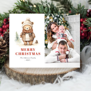 Cartão Postal De Festividades Urso Fofo Feliz Natal Foto Postcard de Férias