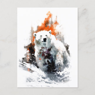 Cartão Postal De Festividades Urso Polar Animal Selvagem Americano 