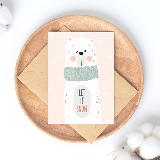 Cartão Postal De Festividades Urso Polar - Deixe-o nevar - Cartão de Natal Diver (Criador carregado)