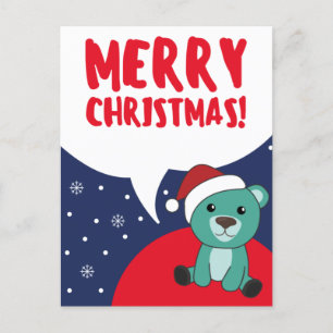 Cartão Postal De Festividades Ursos Coloridos Brancos Felizes De Natal
