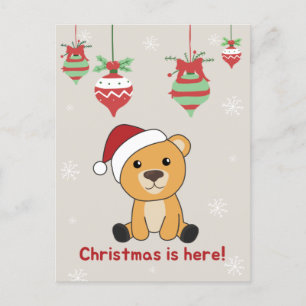 Cartão Postal De Festividades Ursos Coloridos Feliz Natal Animais de Inverno Urs