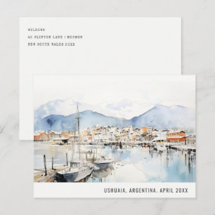 Cartão Postal De Festividades Ushuaia Argentina Paisagem Aquarela Viagem