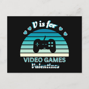 Cartão Postal De Festividades V de Video Games Não de Namorados - Cor Funny Retr
