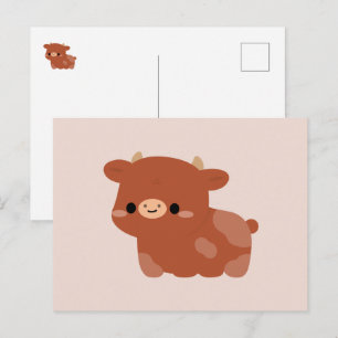 Cartão Postal De Festividades Vaca Vermelha Sueca