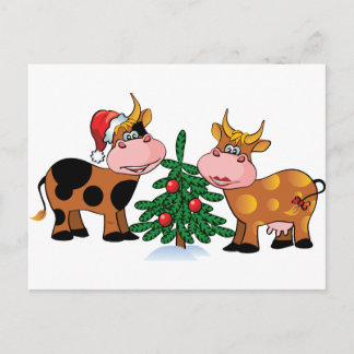 Cartão Postal De Festividades Vacas de Natal