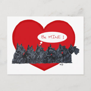 Cartão Postal De Festividades Valentim dos Terriers Escoceses