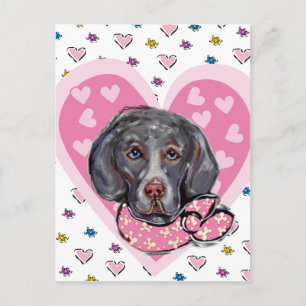 Cartão Postal De Festividades Valentim Weimaraner