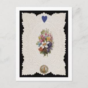 Cartão Postal De Festividades Valentine card depicting flowers, c.1840 (colour l