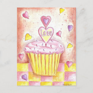 Cartão Postal De Festividades Valentine Cupcake