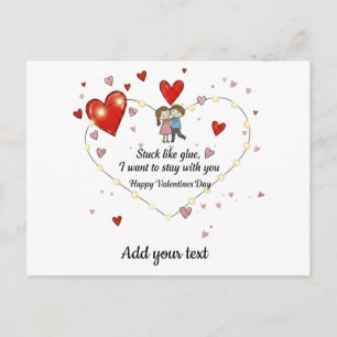 Cartão Postal De Festividades Valentine grudado como cola