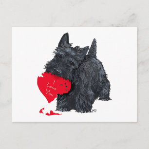 Cartão Postal De Festividades Valentine Terrier Escocês