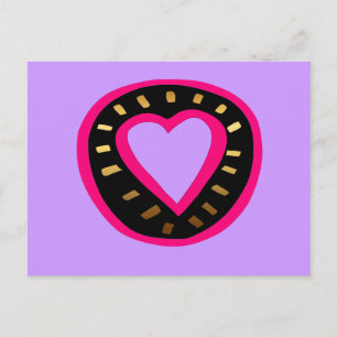 Cartão Postal De Festividades Valentine's Day Modern Pink Heart Purple Postcard2