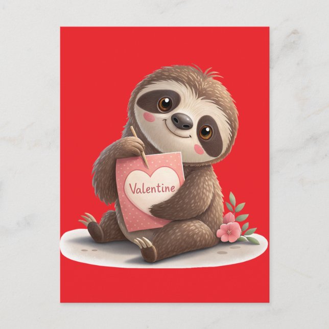 Cartão Postal De Festividades Valentine's Day Sloth (Frente)