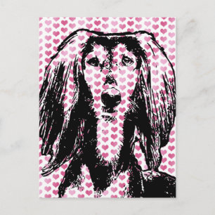 Cartão Postal De Festividades Valentines - Saluki Silhouette