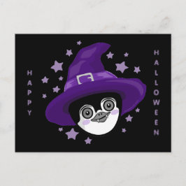 Cartão Postal De Festividades Vamire Witch Penguin Halloween