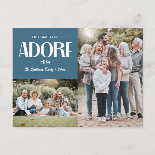 Cartão Postal De Festividades Vamos Adorá-Lo, BLUE Christian 2 Foto (Frente)