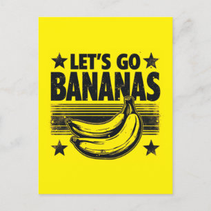 Cartão Postal De Festividades Vamos Engraçado Ir Bananas Moedas-Grunge Afastadas