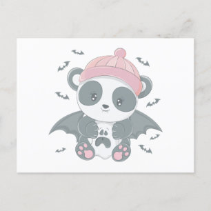 Cartão Postal De Festividades Vampiro Panda Super Bonito e Halloween Bats