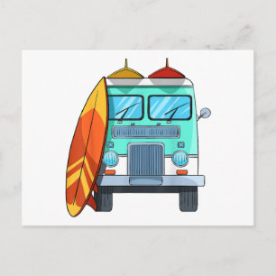 Cartão Postal De Festividades Van de Surf Prancha de Surf Palmeiras Surfando Sur
