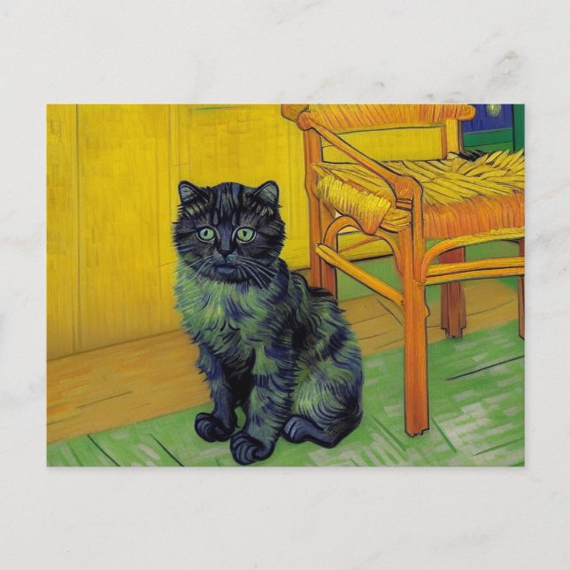 Cartão Postal De Festividades Van Gogh Black Cat (Frente)