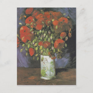 Cartão Postal De Festividades Vase com Papa Vermelho Vincent van Gogh