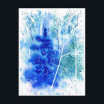 Cartão Postal De Festividades Vazio Winter Woodland Watercolor Art<br><div class="desc">Cartaz bonito de arte aquarela. FRENTE: Floresta de inverno em tons e tons de azul e turquesa com alguns sotaques roxos. Árvore azul solteiro evergreen no primeiro plano com um pequeno pássaro de jovem pássaro descendo ao fundo. A neve abstrato Fluffy cria um sentimento suave e pacífico. Alguns decapantes de...</div>