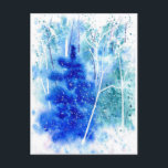 Cartão Postal De Festividades Vazio Winter Woodland Watercolor Art<br><div class="desc">Cartaz bonito de arte aquarela. FRONT: A floresta de inverno em tons e tons de azul e turquesa com alguns sotaques roxos. Árvore azul solteiro evergreen no primeiro plano com um pequeno pássaro de jovem pássaro descendo ao fundo. A neve abstrato Fluffy cria um sentimento suave e pacífico. Alguns decapantes...</div>