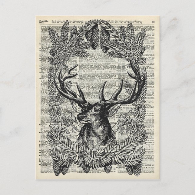 Cartão Postal De Festividades Veado do Natal (Frente)