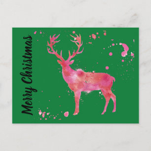 Cartão Postal De Festividades Vedante de Aquarela, verde cor-de-rosa, cor de lar