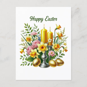 Cartão Postal De Festividades Velas de flores de Felz pascoa giro