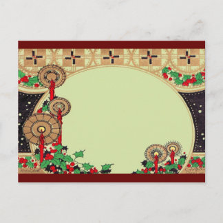 Cartão Postal De Festividades Velas de Natal Art Deco