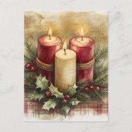 Cartão Postal De Festividades Velas de Natal Cozy