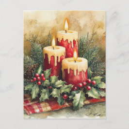 Cartão Postal De Festividades Velas de Natal Cozy