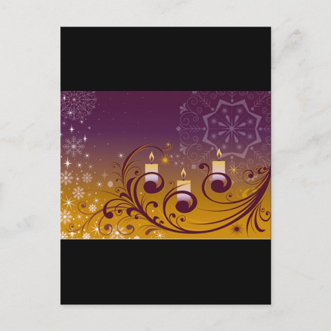 Cartão Postal De Festividades Velas roxas e Dourados do feriado (Frente)