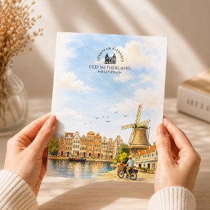 Cartão Postal De Festividades Velha Holanda – Amsterdã   Aquarela de Viagem