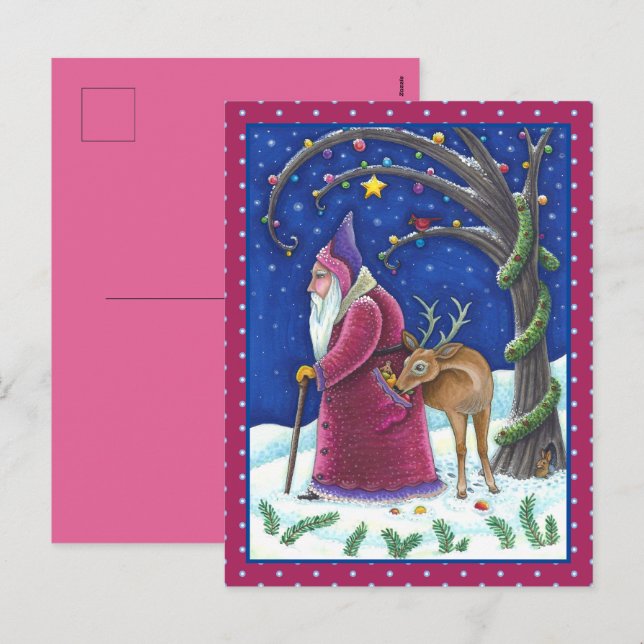 CARTÃO POSTAL DE FESTIVIDADES VELHO MUNDO BINSICKLE & HUNGRY REINDEER, NATAL (Frente/Verso)