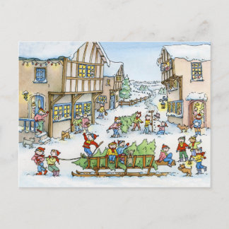 Cartão Postal De Festividades Vem aqui o cartão da árvore de Natal