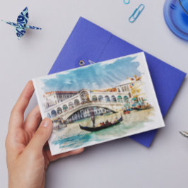 Cartão Postal De Festividades Veneza, Itália - Aquarela
