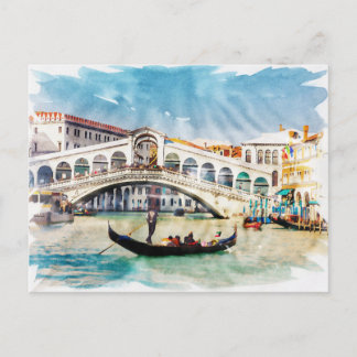 Cartão Postal De Festividades Veneza Itália Watercolor Vintage World Viagem Art