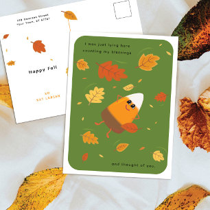 Cartão Postal De Festividades Verde Chocolate Candy Corn Dia de Ação de Graç