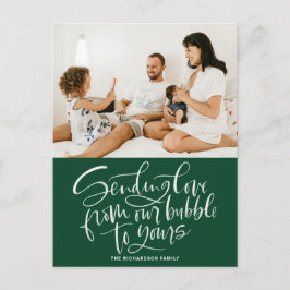 Cartão Postal De Festividades Verde Enviando Amor de Nossa Bolha para Sua Foto