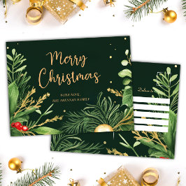 Cartão Postal De Festividades Verde Feliz Natal Elegante Verde Moderno