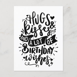 Cartão Postal De Festividades Verjaardagskaart Hugs Kisses & Aniversários