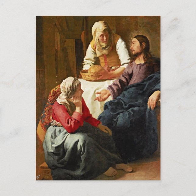 Cartão Postal De Festividades Vermeer - Cristo na Casa de Martha e Mary (Frente)