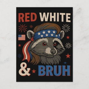 Cartão Postal De Festividades Vermelho branco e bruh divertido faixa para a cabe