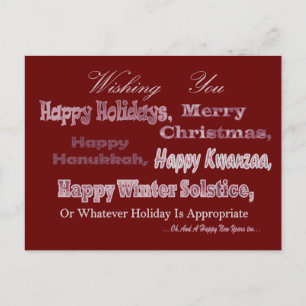 Cartão Postal De Festividades Vermelho Branco Múltiplo Feriado