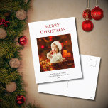 Cartão Postal De Festividades Vermelho Familiar de Fotos do Bebê de Natal Modern<br><div class="desc">Cartaz de Natal moderno,  com um tema simples para fotos de bebês e um design de tipografia vermelha. Com texto vermelho personalizável,  você adiciona suas próprias informações. Você também muda a foto com a sua para torná-la única. Excelente de enviar desejos especiais de férias aos amigos e à família.</div>