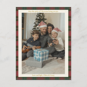 Cartão Postal De Festividades Vermelho Xadrez Ginga Personalizado Natal Foto